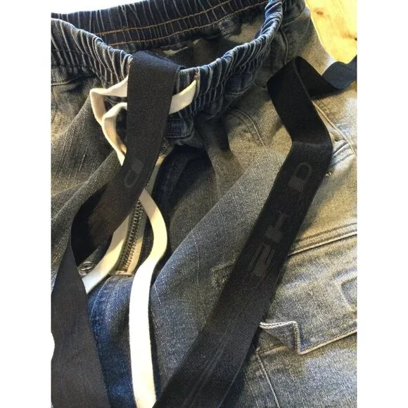 Rick Owens DRK SHDW Mens Cargo Denim Pants Jeans Size 48 Italy Wide Leg Grunge